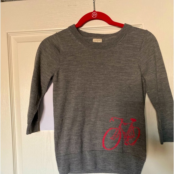 J.Crew Crewneck Grey with Pink Bike Size Small - Picture 1 of 5